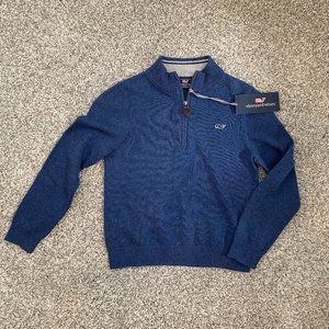 Vineyard vines classic quarter zip solid deep bay color sweater